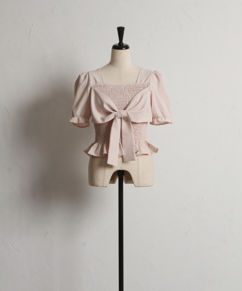 tocco closet(トッコ クローゼット)の「【ZOZO限定】フロントビッグリボンシャーリングフリル半袖ブラウス(Tシャツ/カットソー・レディース・ホワイト/ピンク/イエロー/ブルー・M)」の8枚目の写真