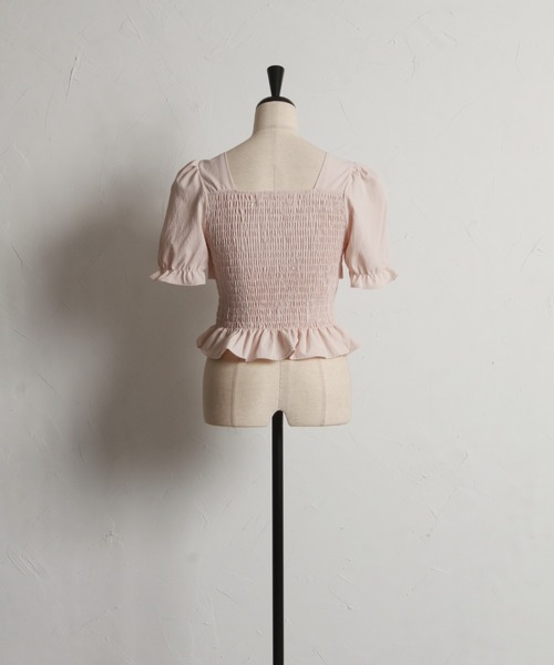 tocco closet(トッコ クローゼット)の「【ZOZO限定】フロントビッグリボンシャーリングフリル半袖ブラウス(Tシャツ/カットソー・レディース・ホワイト/ピンク/イエロー/ブルー・M)」の10枚目の写真