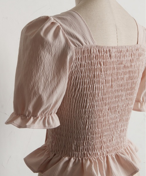 tocco closet(トッコ クローゼット)の「【ZOZO限定】フロントビッグリボンシャーリングフリル半袖ブラウス(Tシャツ/カットソー・レディース・ホワイト/ピンク/イエロー/ブルー・M)」の11枚目の写真