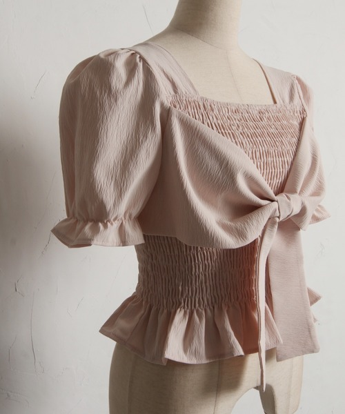 tocco closet(トッコ クローゼット)の「【ZOZO限定】フロントビッグリボンシャーリングフリル半袖ブラウス(Tシャツ/カットソー・レディース・ホワイト/ピンク/イエロー/ブルー・M)」の13枚目の写真