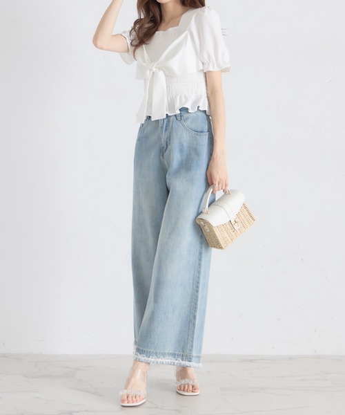 tocco closet(トッコ クローゼット)の「【ZOZO限定】フロントビッグリボンシャーリングフリル半袖ブラウス(Tシャツ/カットソー・レディース・ホワイト/ピンク/イエロー/ブルー・M)」の17枚目の写真