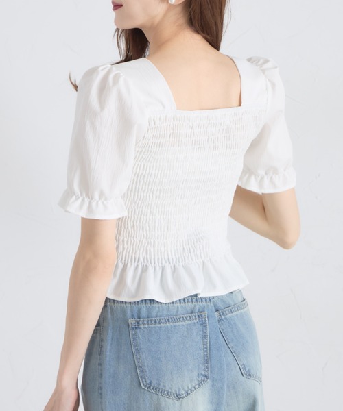 tocco closet(トッコ クローゼット)の「【ZOZO限定】フロントビッグリボンシャーリングフリル半袖ブラウス(Tシャツ/カットソー・レディース・ホワイト/ピンク/イエロー/ブルー・M)」の22枚目の写真