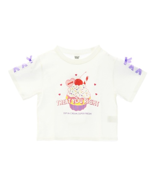 ANAP kids(アナップキッズ)の「袖スピンドル カップケーキプリントTシャツ(Tシャツ/カットソー・キッズ・ライトピンク/ホワイト/ライトブルー・130cm/120cm/110cm)」の8枚目の写真
