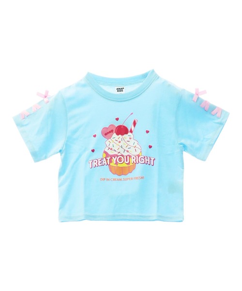 ANAP kids(アナップキッズ)の「袖スピンドル カップケーキプリントTシャツ(Tシャツ/カットソー・キッズ・ライトピンク/ホワイト/ライトブルー・130cm/120cm/110cm)」の4枚目の写真