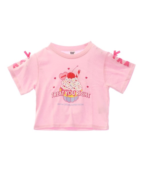 ANAP kids(アナップキッズ)の「袖スピンドル カップケーキプリントTシャツ(Tシャツ/カットソー・キッズ・ライトピンク/ホワイト/ライトブルー・130cm/120cm/110cm)」の5枚目の写真