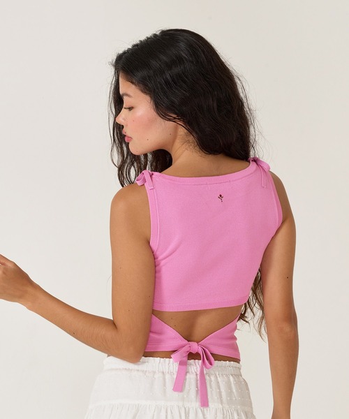 TINA：JOJUN（ティーナジョジュン）の「刺繍入り リボン ニット タンクトップ TINA：JOJUN（タンクトップ・レディース・ネイビー/ホワイト/ピンク・M）」の15枚目の写真