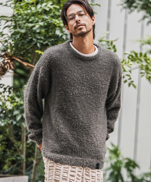 CAMBIO（カンビオ）の「mn3152-Minimal Shaggy Knit Pullover シャギーニット（ニット/セーター・メンズ・ブラック/グレー/イエロー・M/L）」の3枚目の写真