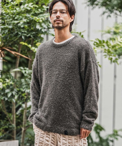 CAMBIO（カンビオ）の「mn3152-Minimal Shaggy Knit Pullover シャギーニット（ニット/セーター・メンズ・ブラック/グレー/イエロー・M/L）」の5枚目の写真
