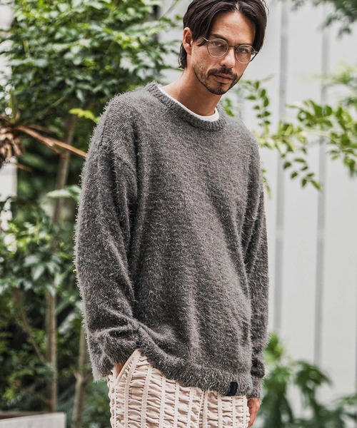 CAMBIO（カンビオ）の「mn3152-Minimal Shaggy Knit Pullover シャギーニット（ニット/セーター・メンズ・ブラック/グレー/イエロー・M/L）」の6枚目の写真