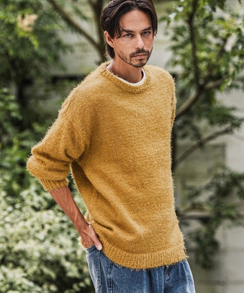 CAMBIO（カンビオ）の「mn3152-Minimal Shaggy Knit Pullover シャギーニット（ニット/セーター・メンズ・ブラック/グレー/イエロー・M/L）」の11枚目の写真