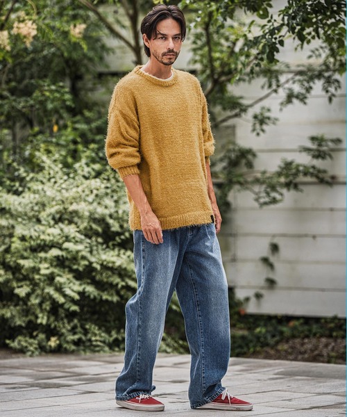 CAMBIO（カンビオ）の「mn3152-Minimal Shaggy Knit Pullover シャギーニット（ニット/セーター・メンズ・ブラック/グレー/イエロー・M/L）」の13枚目の写真