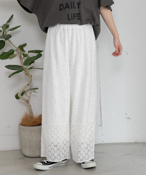 POU DOU DOU（プードゥドゥ）の「ラッセルレースパンツ（その他パンツ・レディース・オフホワイト/ブラック・M）」の20枚目の写真