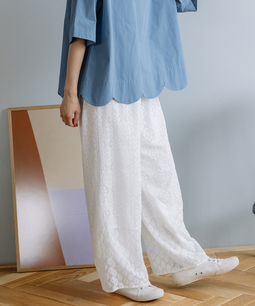 POU DOU DOU（プードゥドゥ）の「ラッセルレースパンツ（その他パンツ・レディース・オフホワイト/ブラック・M）」の7枚目の写真