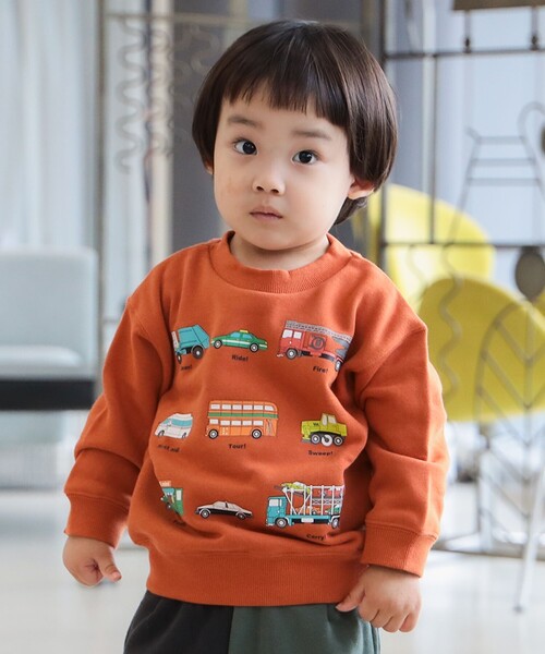 BEAMS mini（ビームスミニ）の「ワーキングカー スウェット 2025FW（90～130cm）（スウェット・キッズ・オレンジ系その他6/インディゴブルー/その他・90/100/110/120/130）」の2枚目の写真