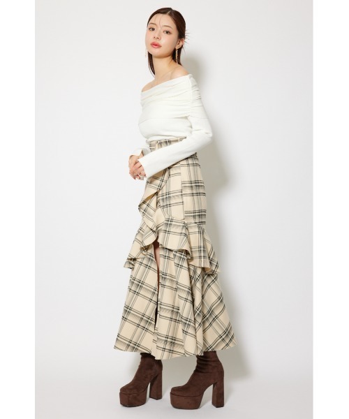 rienda（リエンダ）の「フリルスリットハイウエストスコートショートパンツ 秋服　冬服（スカート・レディース・ブラック/グレー系その他/マルチ/ベージュ系その他・SMALL/MEDIUM）」の9枚目の写真