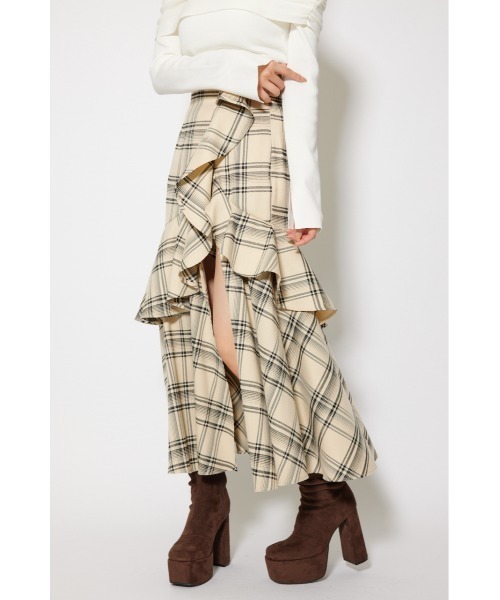 rienda（リエンダ）の「フリルスリットハイウエストスコートショートパンツ 秋服　冬服（スカート・レディース・ブラック/グレー系その他/マルチ/ベージュ系その他・SMALL/MEDIUM）」の11枚目の写真