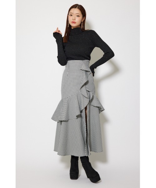 rienda（リエンダ）の「フリルスリットハイウエストスコートショートパンツ 秋服　冬服（スカート・レディース・ブラック/グレー系その他/マルチ/ベージュ系その他・SMALL/MEDIUM）」の16枚目の写真