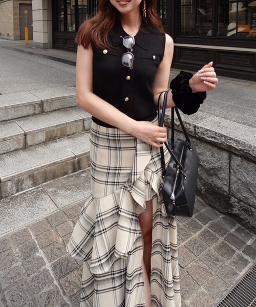 フリルスリットハイウエストスコートショートパンツ 秋服 冬服