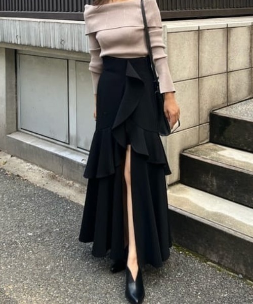 rienda リエンダ フリルスリットハイウエストスコートショートパンツ S rienda（リエンダ）の「フリルスリットハイウエストスコートショート