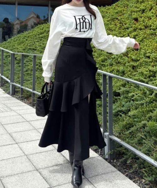 フリルスリットハイウエストスコートショートパンツ 秋服 冬服