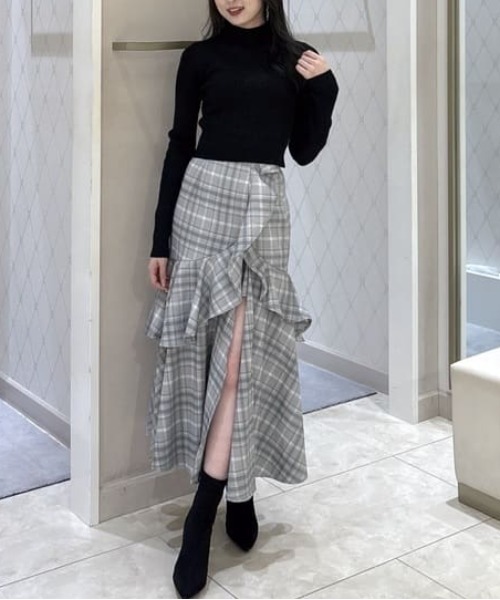 フリルスリットハイウエストスコートショートパンツ 秋服 冬服