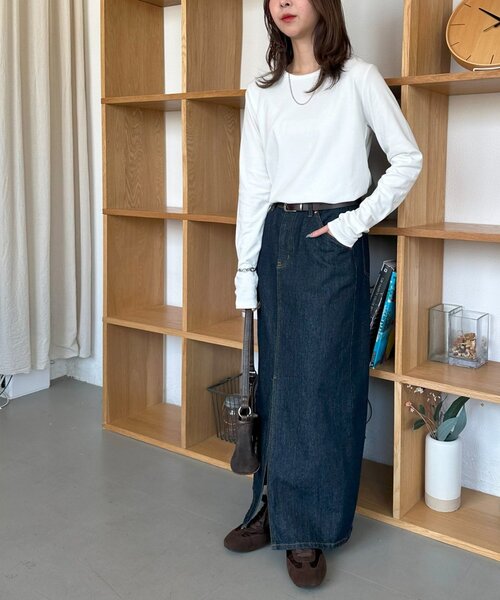 DISCOAT(ディスコート)の「【WEB限定】ベーシックロングスリーブ(Tシャツ/カットソー・レディース・ブラック/グレー/オフホワイト/イエロー・FREE)」の9枚目の写真