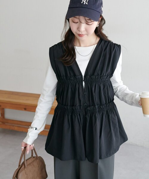 DISCOAT(ディスコート)の「【WEB限定】ベーシックロングスリーブ(Tシャツ/カットソー・レディース・ブラック/グレー/オフホワイト/イエロー・FREE)」の14枚目の写真