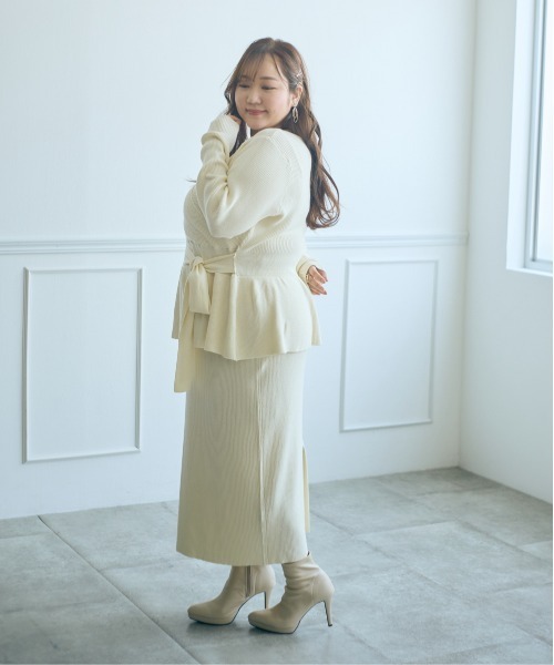 SMILE LAND(スマイルランド)の「<大きいサイズ>【らめちゃんコラボ】リブニットタイトスカート JERRY SELECT(スカート・レディース・ネイビー系/アイボリー・3L/L/LL/4L/5L)」の18枚目の写真