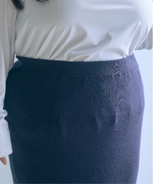 SMILE LAND(スマイルランド)の「<大きいサイズ>【らめちゃんコラボ】リブニットタイトスカート JERRY SELECT(スカート・レディース・ネイビー系/アイボリー・3L/L/LL/4L/5L)」の11枚目の写真