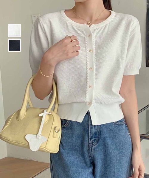 shoppinggo(ショッピングゴー)の「カーディガン UVカット 接触冷感 Vネック 紫外線対策 薄手ニット 冷房対策 大きいサイズ(カーディガン/ボレロ・レディース・ホワイト/ブラック・FREE)」の15枚目の写真
