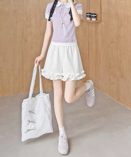 frunco（フランコ）の「【ZOZO限定】フリルショートパンツ（その他パンツ・レディース・ホワイト/ブラック/ピンク/ブルー・MEDIUM）」の8枚目の写真