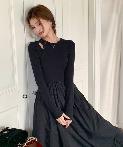 SHEPP(シープ)の「ショルダースリットドッキングワンピース(ワンピース・レディース・ブラック・S/M)」の11枚目の写真