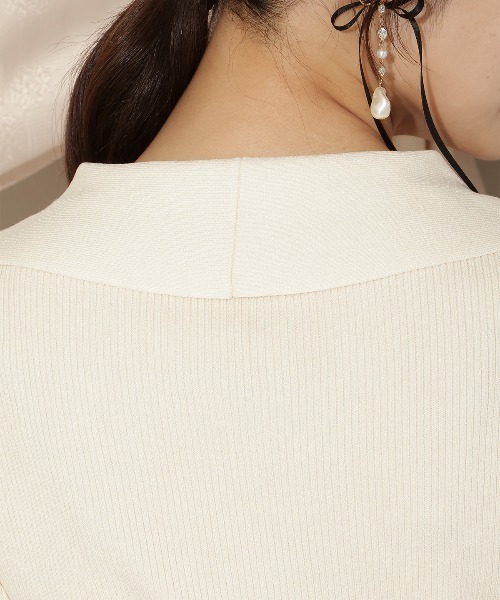 WILLSELECTION（ウィルセレクション）の「アシメカラーリブニット（ニット/セーター・レディース・ブラック/オフホワイト/ボルドー・FREE）」の8枚目の写真