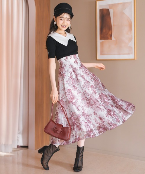 WILLSELECTION（ウィルセレクション）の「アシメカラーリブニット（ニット/セーター・レディース・ブラック/オフホワイト/ボルドー・FREE）」の10枚目の写真