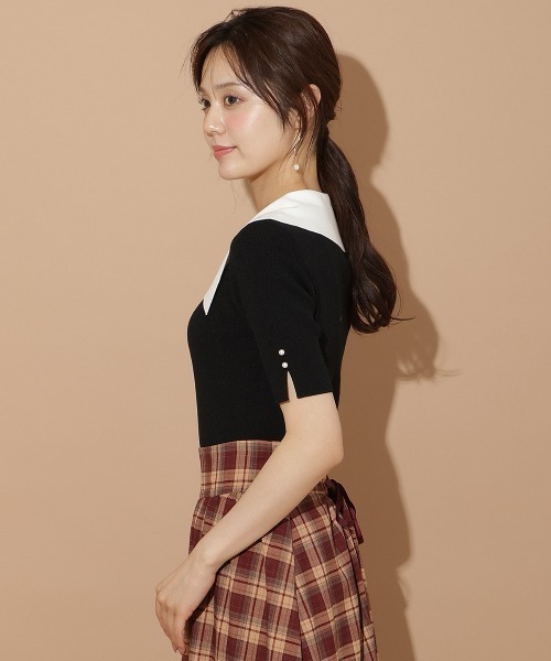 WILLSELECTION（ウィルセレクション）の「アシメカラーリブニット（ニット/セーター・レディース・ブラック/オフホワイト/ボルドー・FREE）」の15枚目の写真