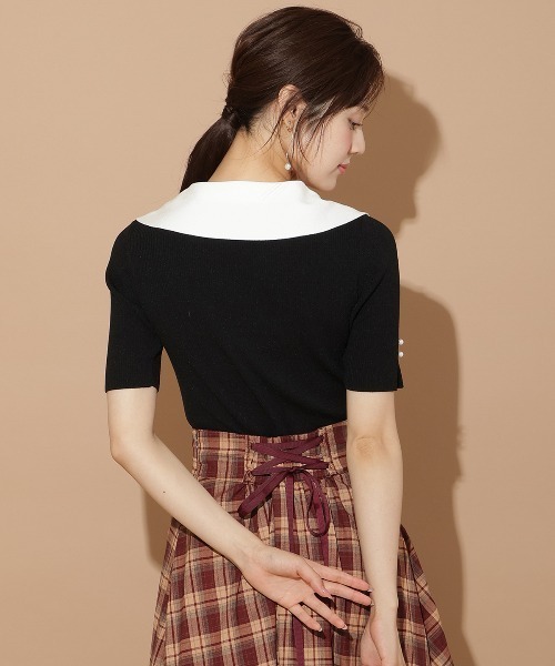 WILLSELECTION（ウィルセレクション）の「アシメカラーリブニット（ニット/セーター・レディース・ブラック/オフホワイト/ボルドー・FREE）」の16枚目の写真