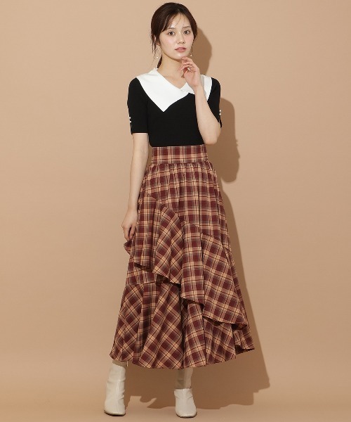 WILLSELECTION（ウィルセレクション）の「アシメカラーリブニット（ニット/セーター・レディース・ブラック/オフホワイト/ボルドー・FREE）」の19枚目の写真