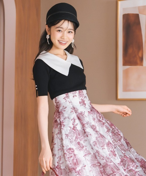 WILLSELECTION（ウィルセレクション）の「アシメカラーリブニット（ニット/セーター・レディース・ブラック/オフホワイト/ボルドー・FREE）」の21枚目の写真