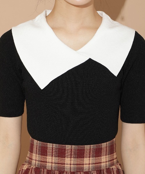 WILLSELECTION（ウィルセレクション）の「アシメカラーリブニット（ニット/セーター・レディース・ブラック/オフホワイト/ボルドー・FREE）」の17枚目の写真