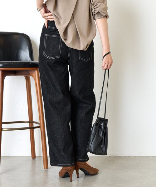 Jena espace merveilleux（ジェナ　エスパスメルヴェイユ）の「サイドポケット切替デニムパンツ（デニムパンツ・レディース・ブラック/ブルー・FREE）」の10枚目の写真
