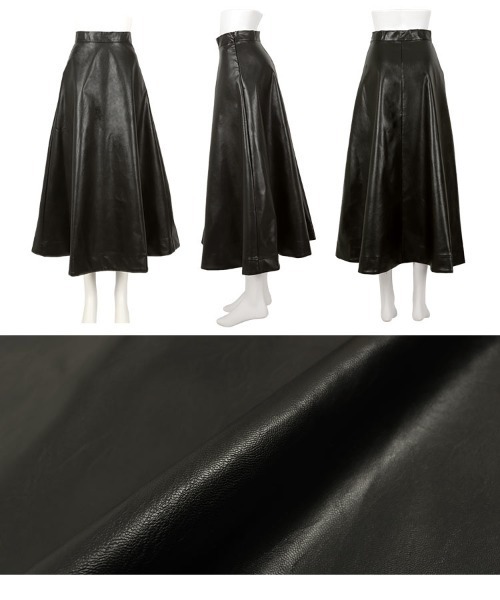 KOBE LETTUCE（コウベレタス）の「フェイクレザーフレアスカート（スカート・レディース・ブラック/ブラウン・M）」の8枚目の写真