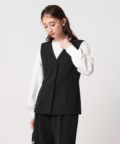 UNITED ARROWS（ユナイテッドアローズ）の「ダブルクロス ベスト -ウォッシャブル-（ベスト・レディース・ブラック/ダークグレー・FREE）」の7枚目の写真