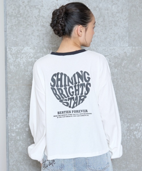 ハートバイカラー長袖Tシャツ（Tシャツ/カットソー）｜LOVETOXIC