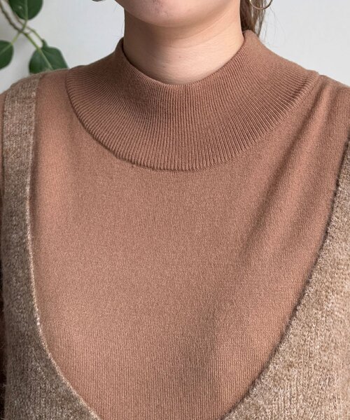 Chez toi(シェトワ)の「ビスチェニット×ニットワンピース(サロペット/オーバーオール・レディース・チャコールグレー/ライム/モカ・FREE)」の18枚目の写真