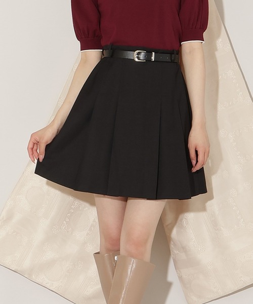 WILLSELECTION（ウィルセレクション）の「ベルト付きプリーツミニスカート（スカート・レディース・ブラック/グレー系その他/ブラウン系その他・FREE）」の2枚目の写真