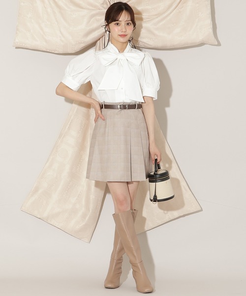 WILLSELECTION（ウィルセレクション）の「ベルト付きプリーツミニスカート（スカート・レディース・ブラック/グレー系その他/ブラウン系その他・FREE）」の4枚目の写真