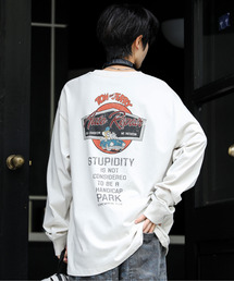 【neos】ルーズシルエット TOM&JERRY トムとジェリー ピグメント風 プリント ロングスリーブ Tシャツ