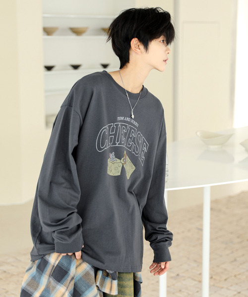 Tom&Jerry(トムアンドジェリー)の「【neos】ルーズシルエット TOM&JERRY トムとジェリー ピグメント風 プリント ロングスリーブ Tシャツ(Tシャツ/カットソー・メンズ・ブラック系1/ホワイト系2/ホワイト系1/ブラック系2・MEDIUM/X-LARGE/LARGE)」の9枚目の写真