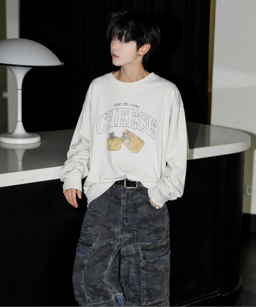 Tom&Jerry(トムアンドジェリー)の「【neos】ルーズシルエット TOM&JERRY トムとジェリー ピグメント風 プリント ロングスリーブ Tシャツ(Tシャツ/カットソー・メンズ・ブラック系1/ホワイト系2/ホワイト系1/ブラック系2・MEDIUM/X-LARGE/LARGE)」の10枚目の写真