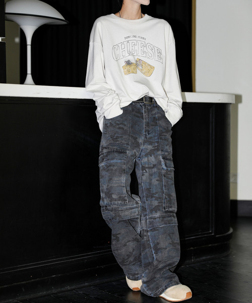 Tom&Jerry(トムアンドジェリー)の「【neos】ルーズシルエット TOM&JERRY トムとジェリー ピグメント風 プリント ロングスリーブ Tシャツ(Tシャツ/カットソー・メンズ・ブラック系1/ホワイト系2/ホワイト系1/ブラック系2・MEDIUM/X-LARGE/LARGE)」の14枚目の写真